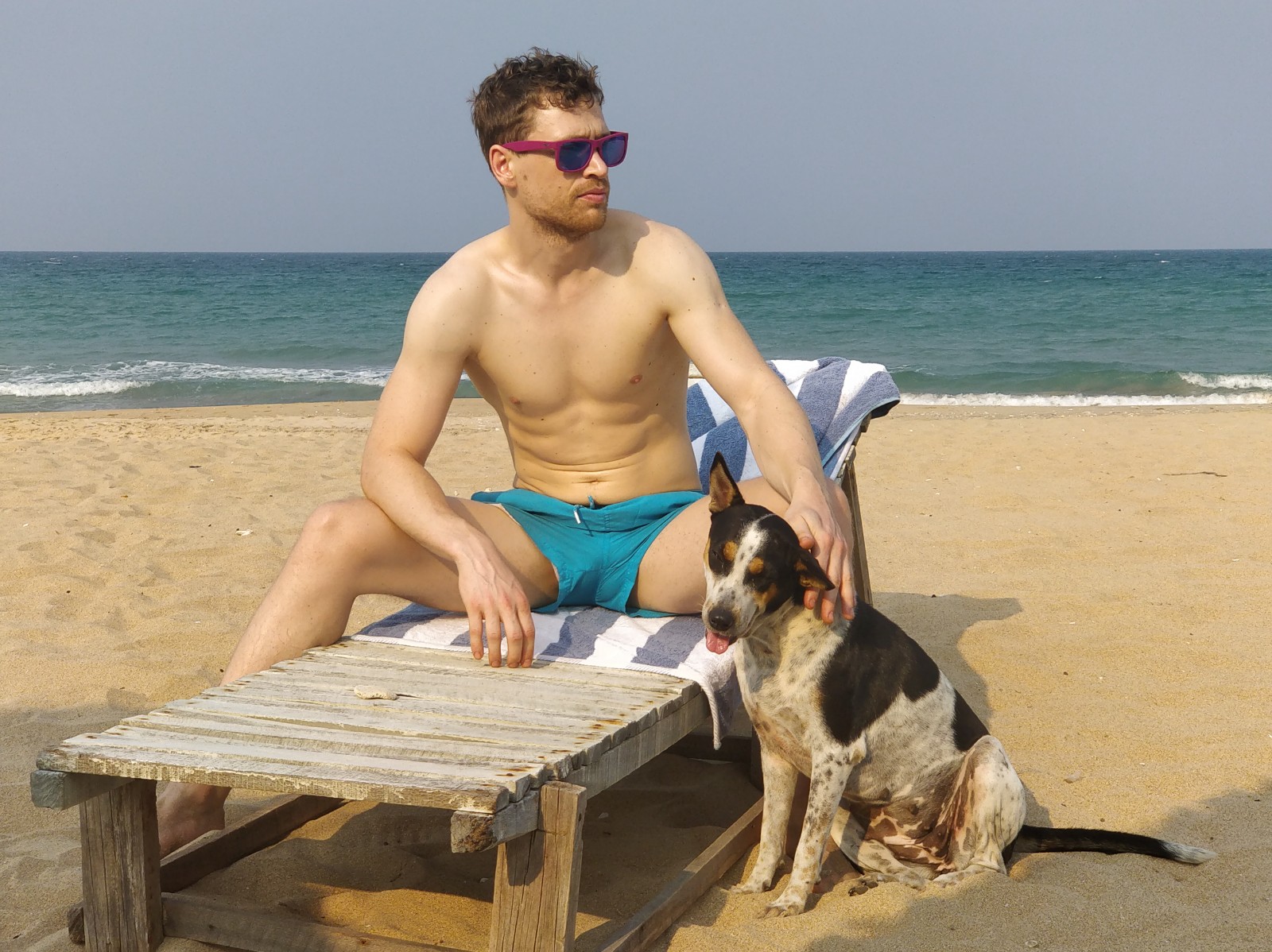 Pete making friends on the beach